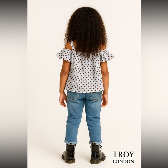 Troy x London girls light blue polka dot top Size 3T - Picture 3 of 4